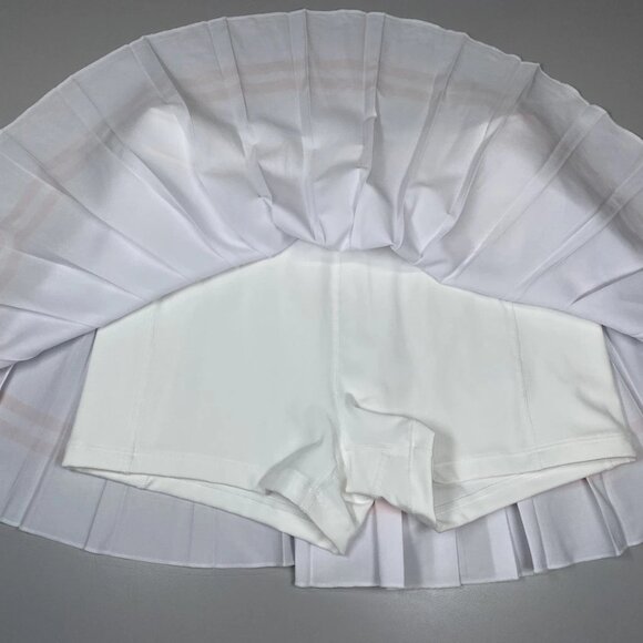 Sporty & Rich Women’s Vendome Script Logo Pleated Skort – White/Pink – Size XS - Picture 5 of 7